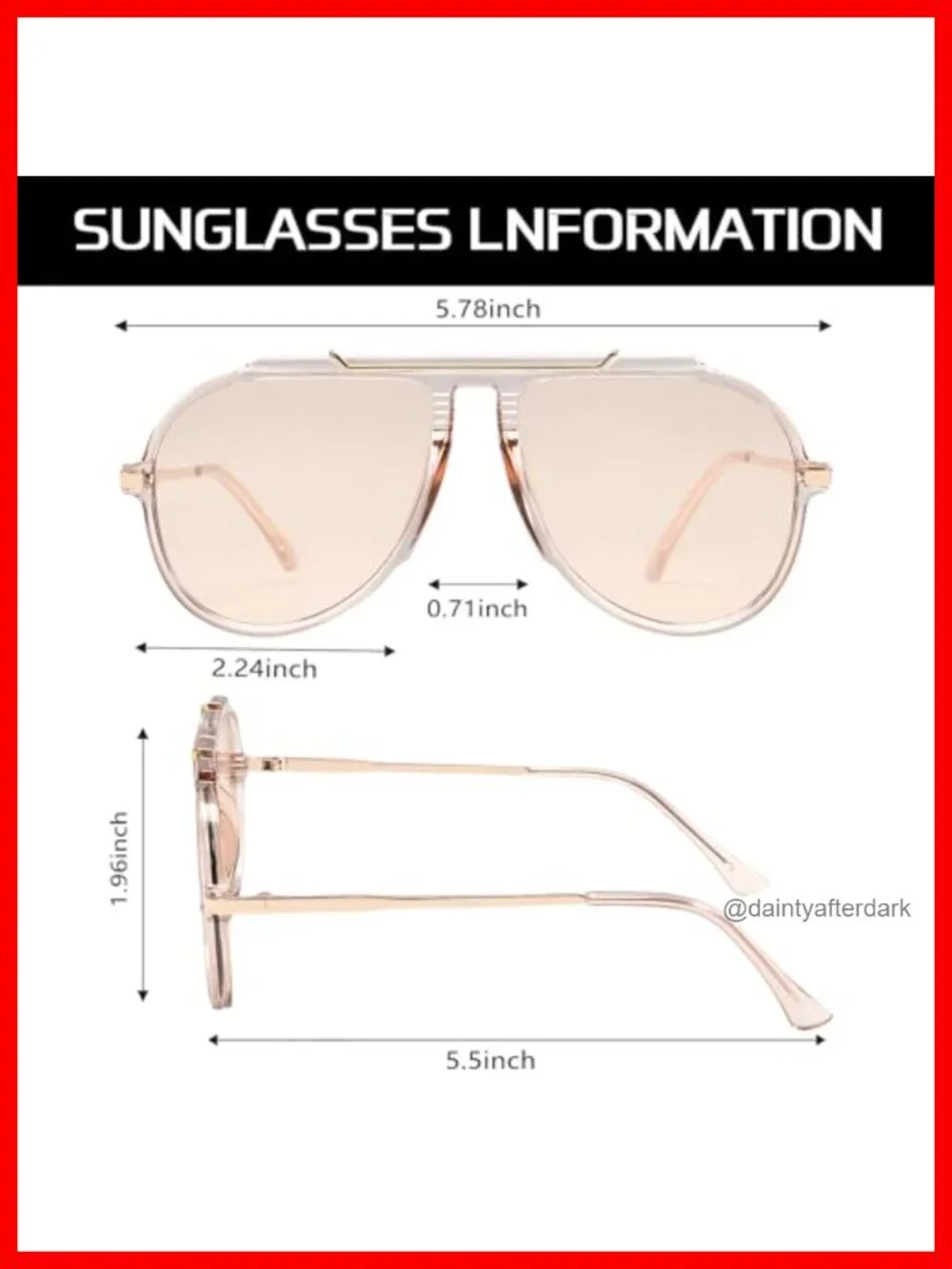 Oversized Aviator Sunglasses Gold Metal Retro 70s Tangle-Free UV Protection